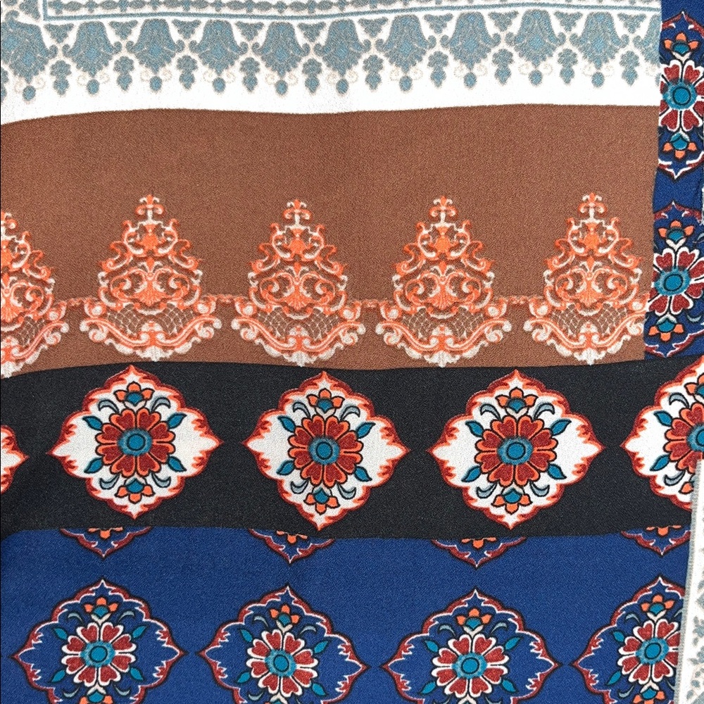 Tolani Collection Size XL Patchwork Print Henley Tunic Blouse Top - Picture 5 of 6